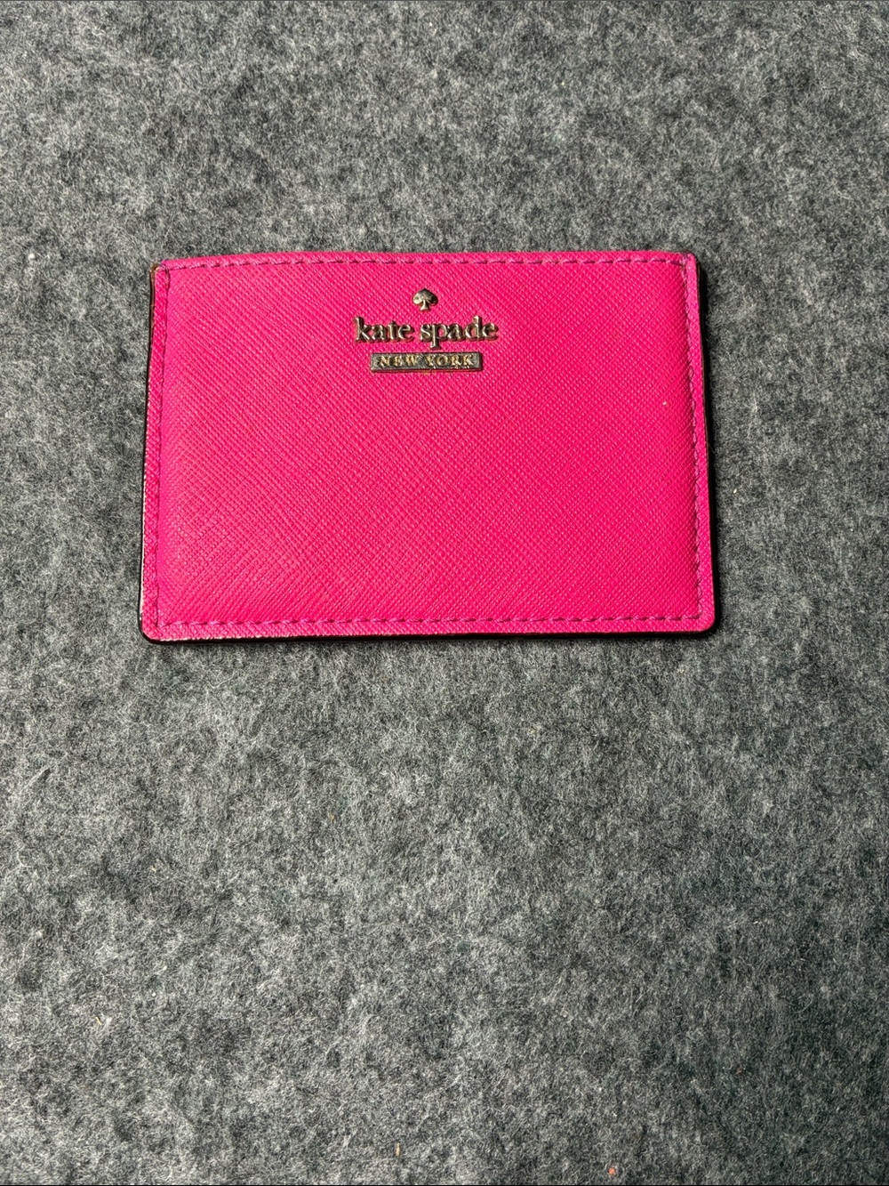 kate spade Hot Pink Saffiano Card Holder with Gold Logo